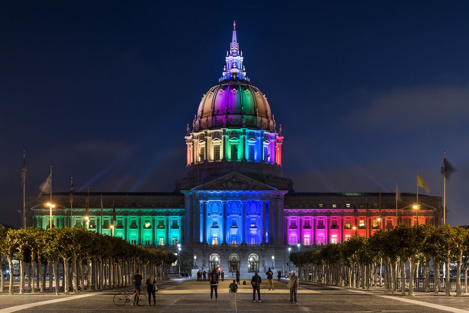 San Francisco City Hall Exterior Night Lighting - Rainbow