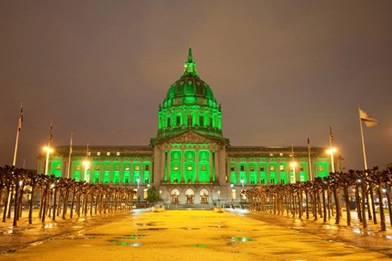 San Francisco City Hall Exterior Lighting - Green - St Patricks Day