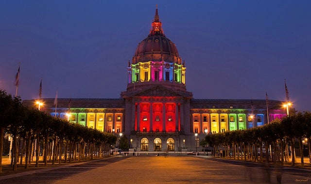 San Francisco City Hall Exterior Night Lighting - Rainbow - Gay Pride