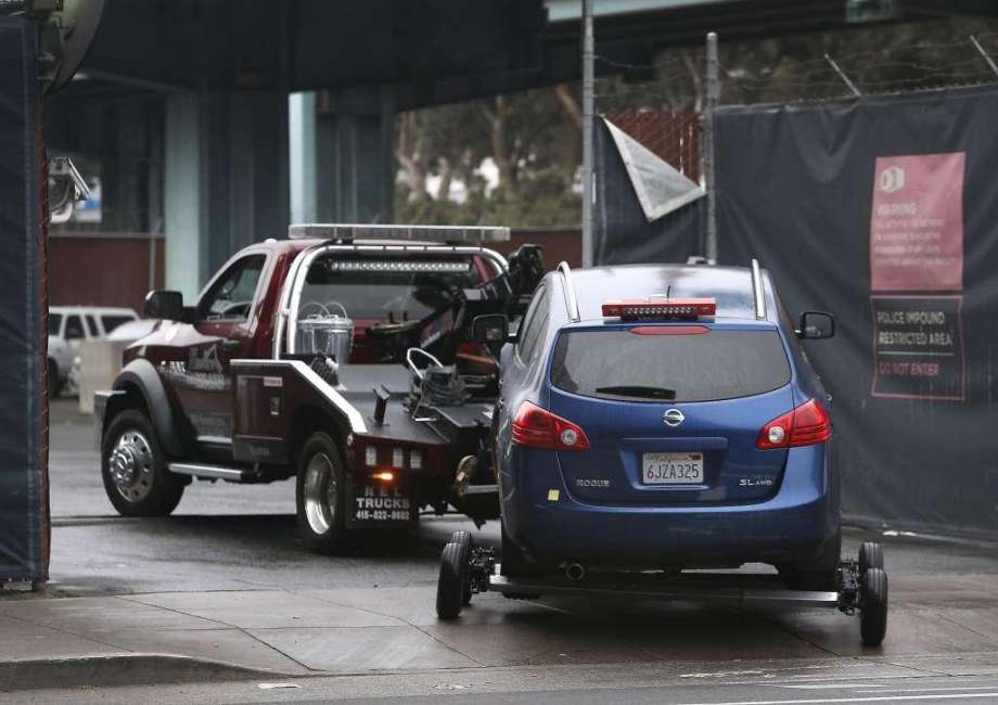 Car being towed