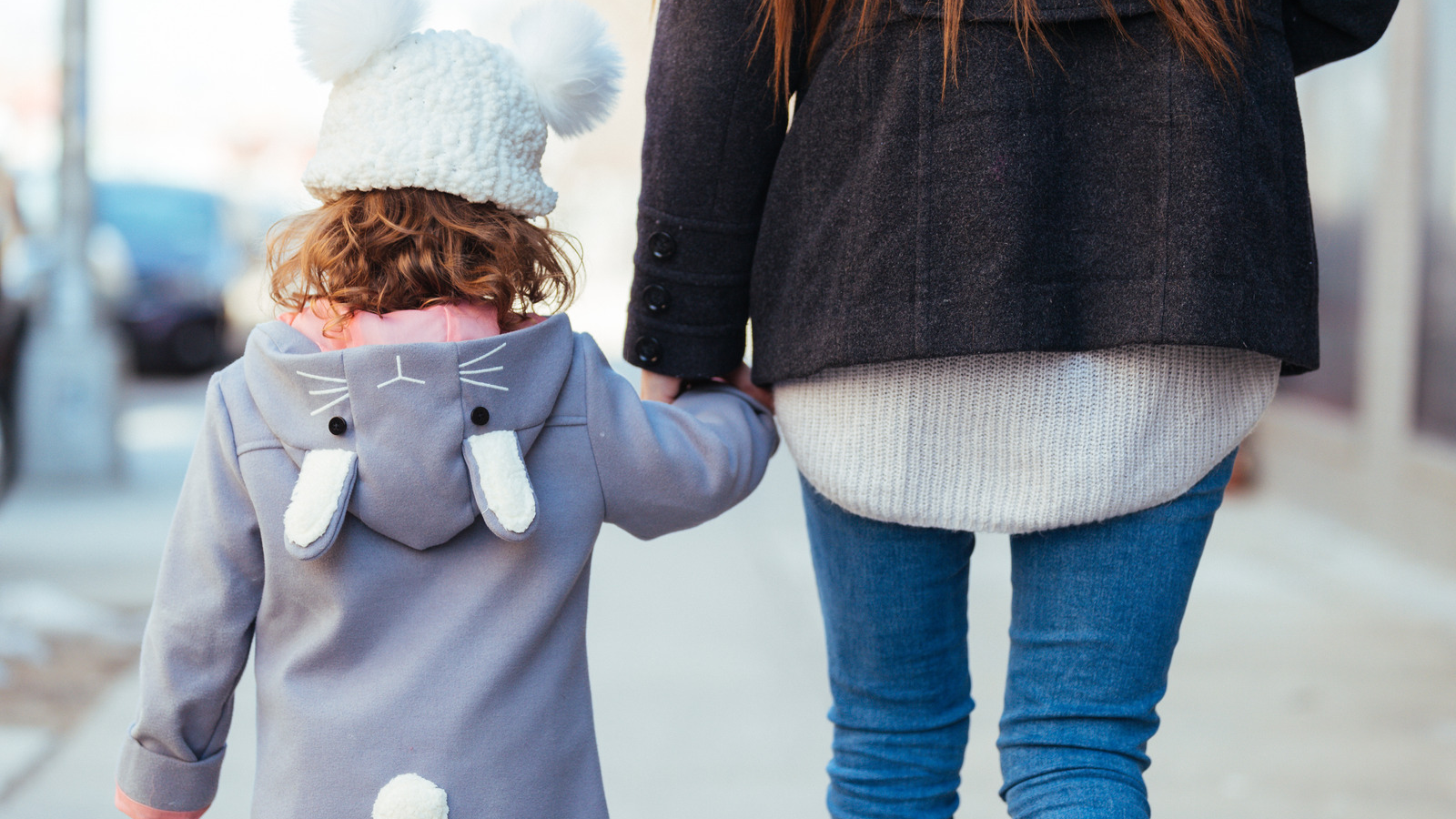 mother walking with child