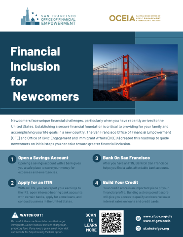 Financial Inclusion for Newcomers Flyer