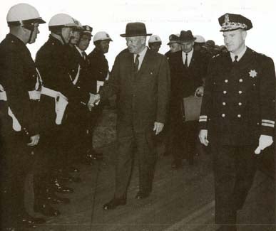 President Eisenhower greets security escort