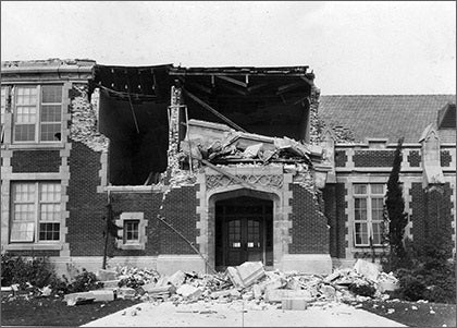 damaged school building