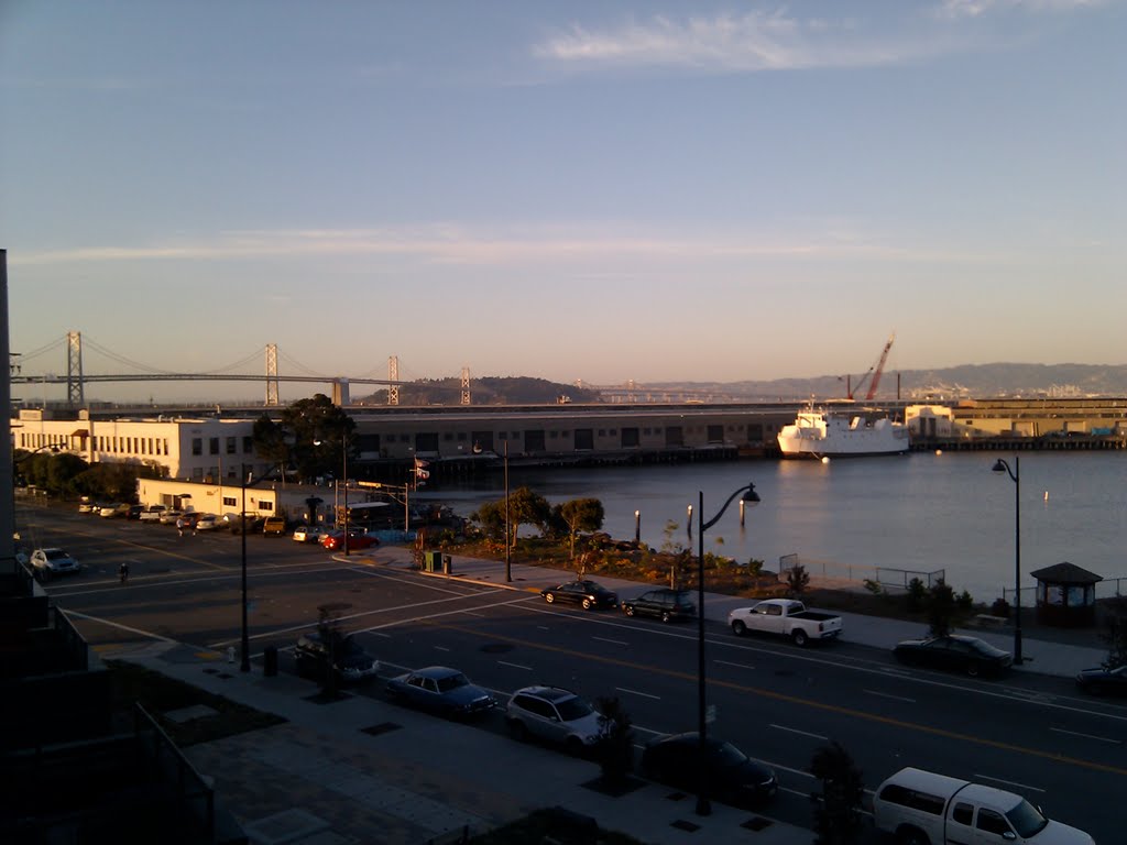 View of a Bay Bridge  At Sunset From Mission Bay South