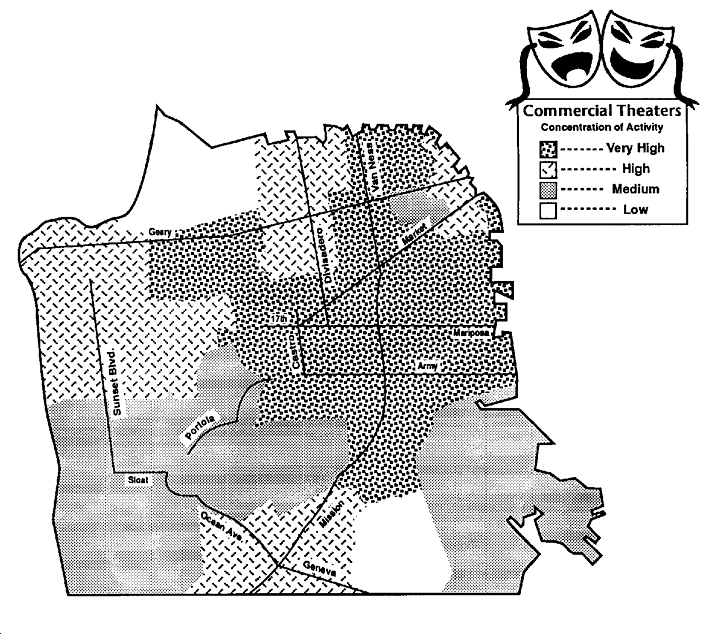 map of concentration of commercial theaters