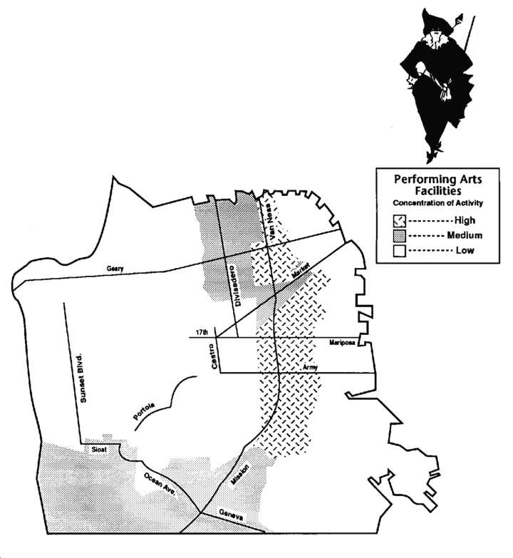 map of concentration of performing arts facilities