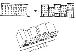 diagram of buildings broken into different masses.